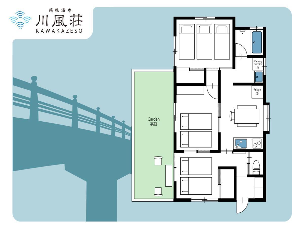 箱根湯本 川風荘 - Hakone Yumoto Kawakazesou Apartment Bagian luar foto